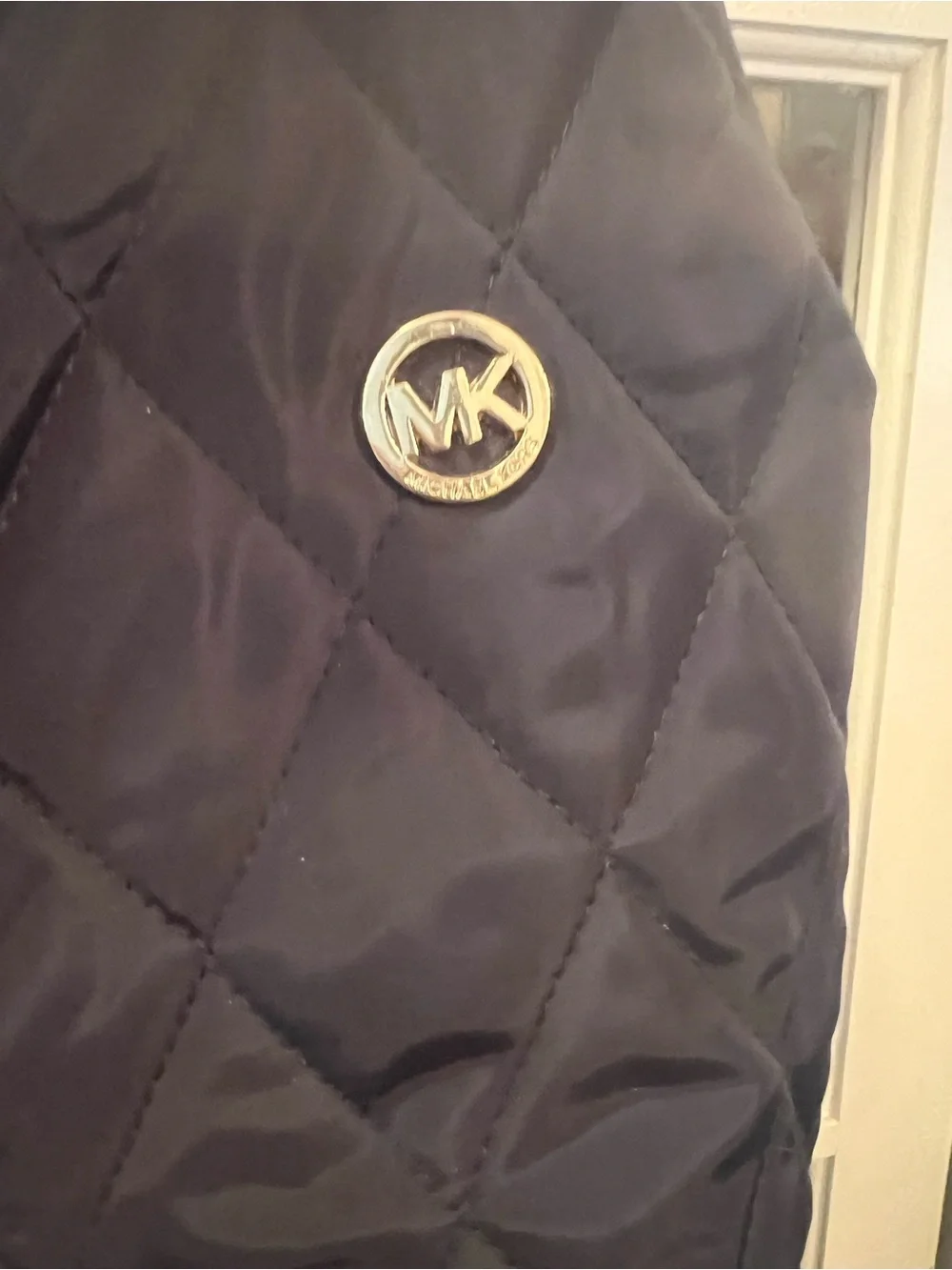 Michael Kors Quilted Navy Puffer Coat with Gold Hardware Plus Size 2X-NWOT